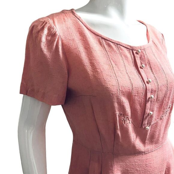 Vintage Pink Midi Dress Size 14 - Picture 5 of 8